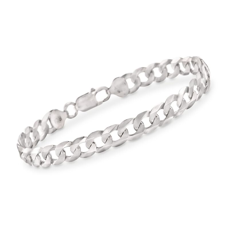 Men's 8.2mm Sterling Silver Curb Link Bracelet. 8.5&quot; image number 0