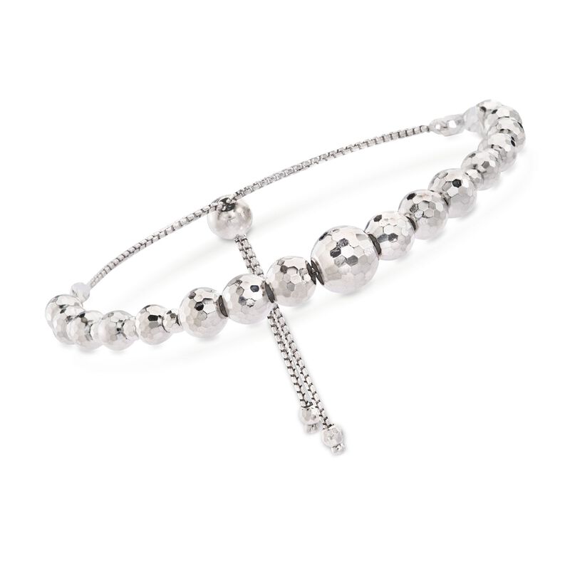 3-8mm Sterling Silver Faceted Bead Bolo Bracelet image number 0