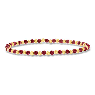 6.00 ct. t.w. Ruby and 10kt Yellow Gold Bead Stretch Bracelet