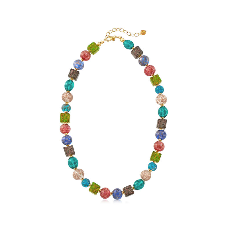 Italian Multicolored Murano Glass Bead Necklace in 18kt Gold Over Sterling image number 2