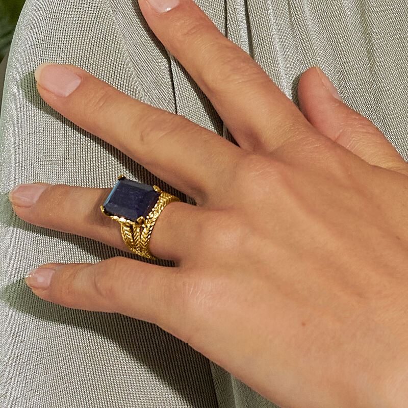 15.00 Carat Sapphire Multi-Row Ring in 18kt Gold Over Sterling image number 3