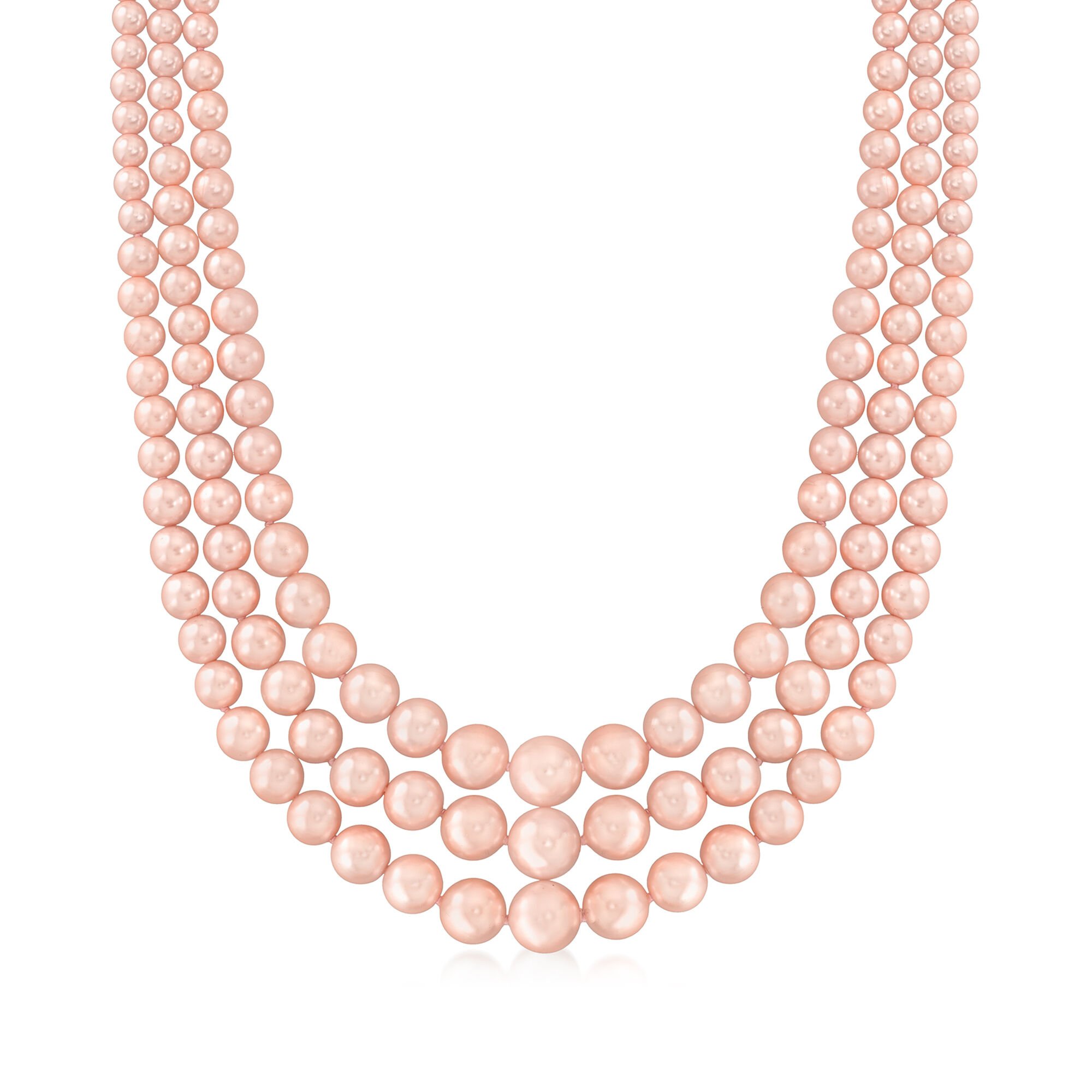 52'' AA+ 5-6mm Near Round Pink Peach Pearl Necklace,pearl
