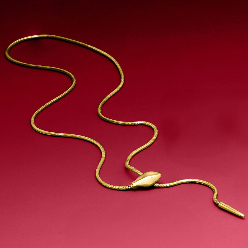 18kt Gold Vermeil Snake Lariat Necklace image number 3