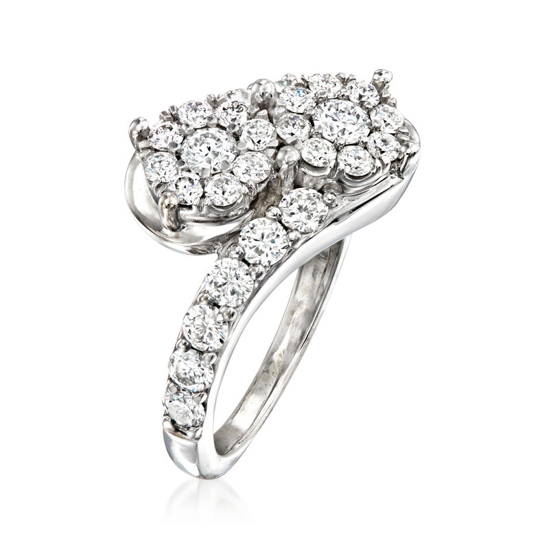 C. 1970 Vintage 1.50 ct. t.w. Diamond Bypass Ring in 14kt White Gold. Size 7 image number 2