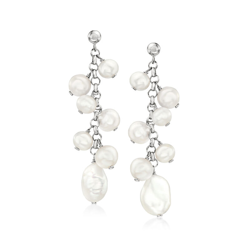 5.5-9mm Cultured Pearl Drop Earrings in Sterling Silver  image number 0