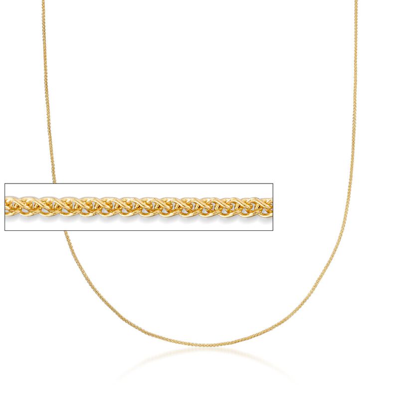 1mm 14kt Yellow Gold Adjustable Wheat Chain Necklace image number 1