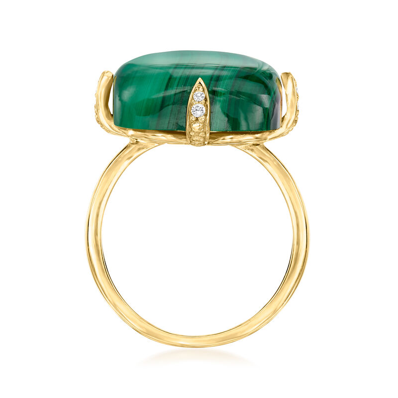 Malachite Ring with White Topaz Accents in 18kt Gold Over Sterling image number 3