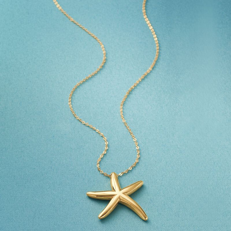 Italian 14kt Yellow Gold Starfish Pendant Necklace image number 2
