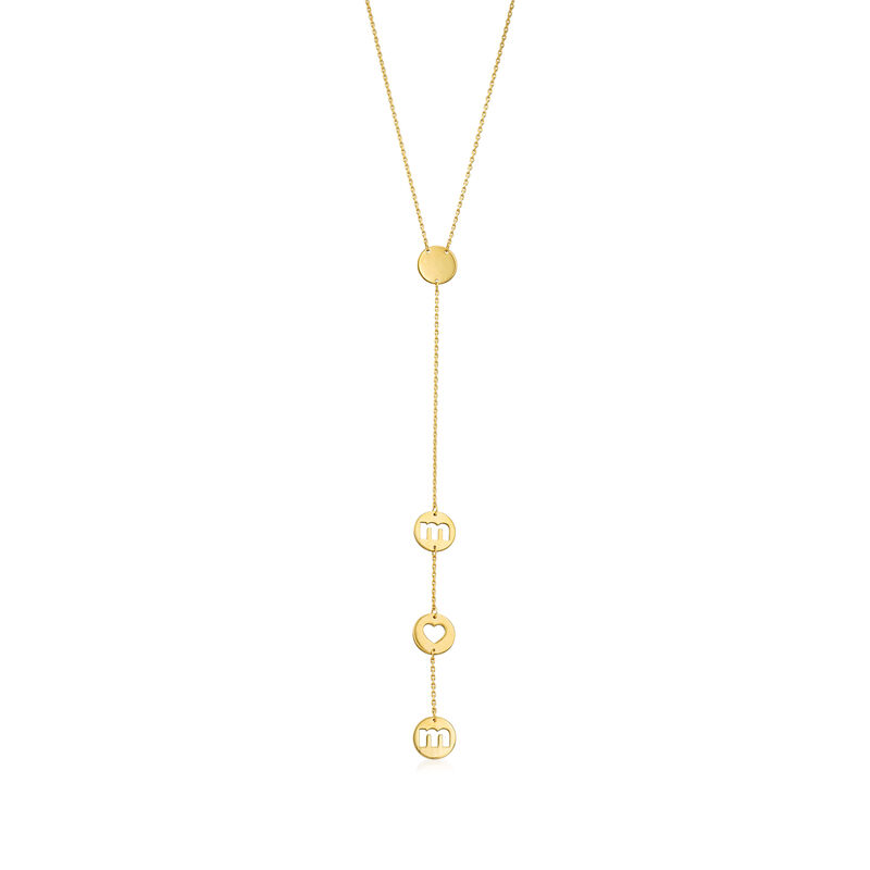 &quot;Mom&quot; Lariat Necklace in 14kt Yellow Gold. 16&quot; image number 1