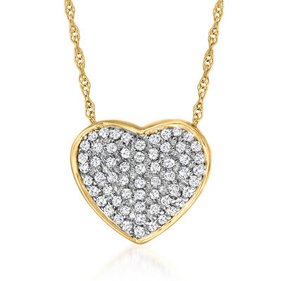 .25 ct. t.w. Diamond Heart Pendant Necklace in 14kt Yellow Gold