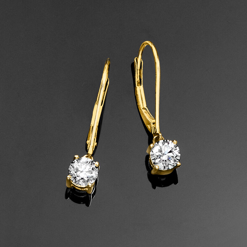 1.00 ct. t.w. Lab-Grown Diamond Drop Earrings in 14kt Yellow Gold  image number 3