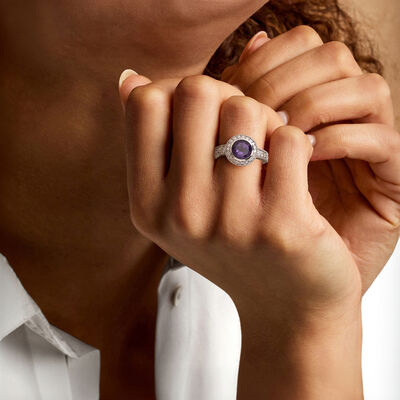 2.00 Carat Amethyst and .50 ct. t.w. Diamond Ring in 14kt White Gold
