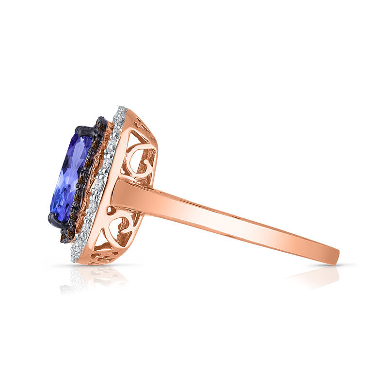 2.00 Carat Tanzanite and .39 ct. t.w. Brown and White Diamond Ring in 14kt Rose Gold image number 5