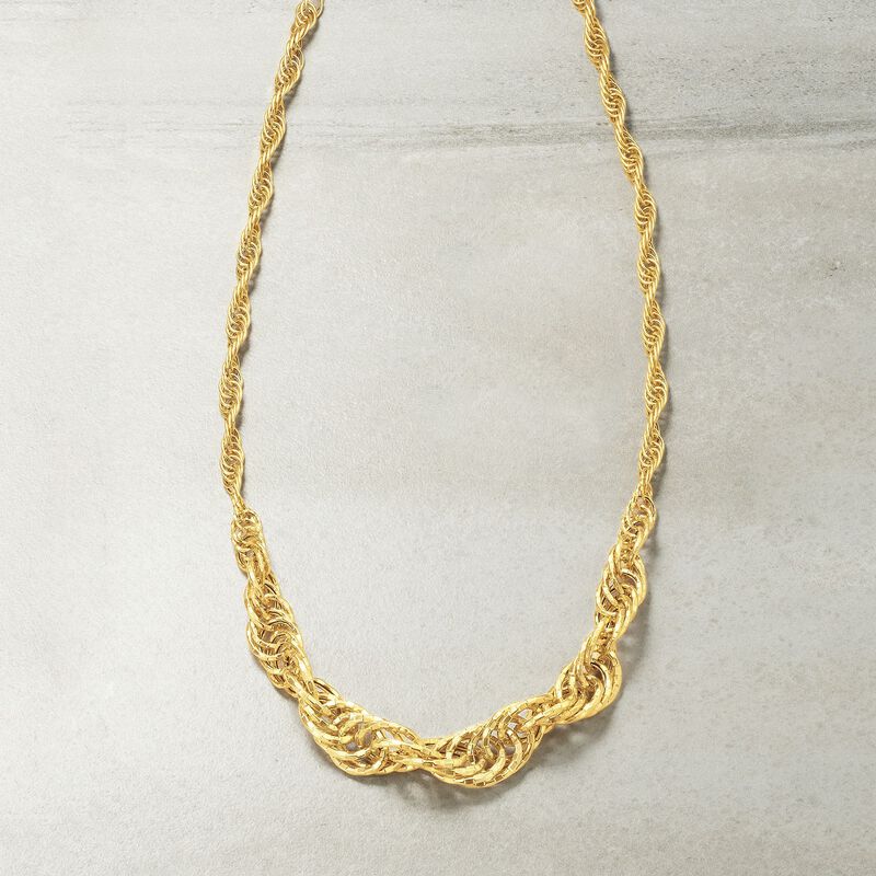 14kt Yellow Gold Graduated Rope-Link Necklace. 18&quot; image number 2