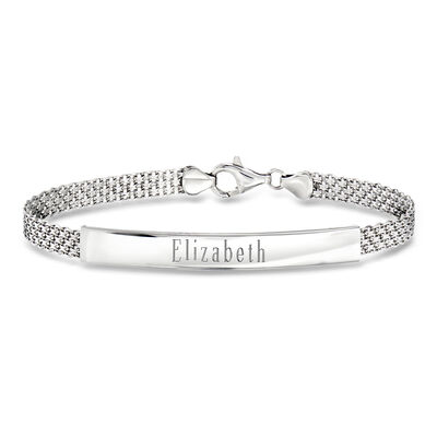 Sterling Silver Personalized Bismark-Link Bar Bracelet