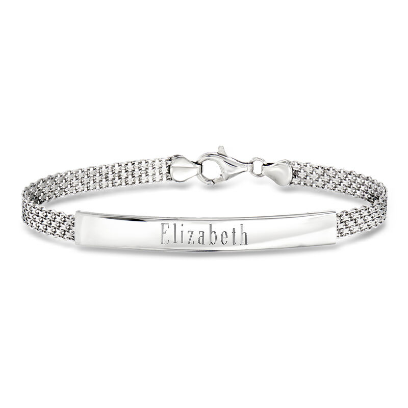 Sterling Silver Personalized Bismark-Link Bar Bracelet image number 0