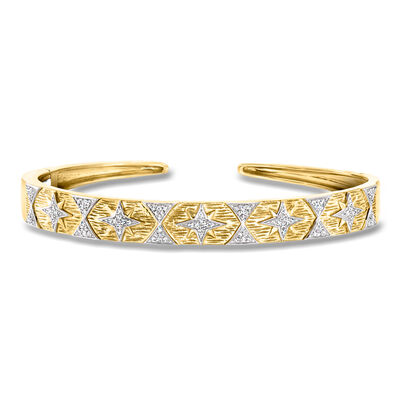 .33 ct. t.w. Diamond Starburst Cuff Bracelet in 18kt Gold Over Sterling