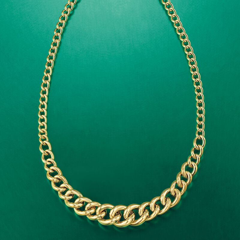 Italian 14kt Yellow Gold Graduated Curb-Link Necklace image number 2