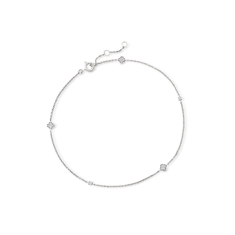 .15 ct. t.w. Diamond Anklet in Sterling Silver. 9&quot; image number 0