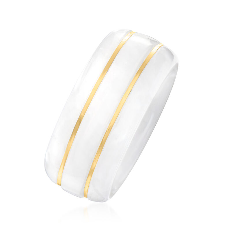 White Jade Ring with 14kt Yellow Gold image number 2