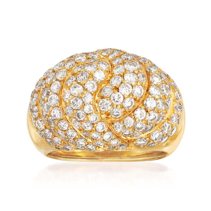 C. 1990 Vintage Piaget 3.50 ct. t.w. Diamond Dome Cocktail Ring in 18kt Yellow Gold. Size 6 image number 0