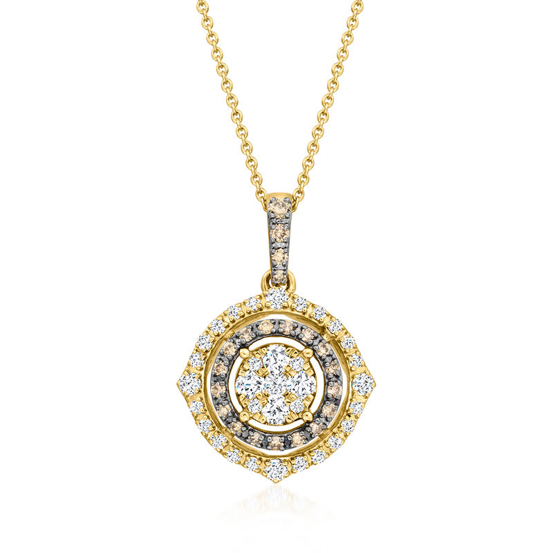 Le Vian &quot;Creme Brulee&quot; .69 ct. t.w. Nude and Chocolate Diamond Pendant Necklace in 14kt Honey Gold. 20&quot; image number 0
