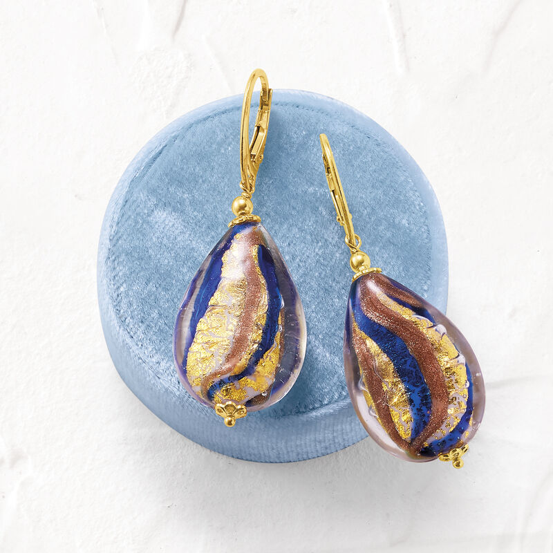 Italian Multicolored Murano Glass Bead Teardrop Earrings in 18kt Gold Over Sterling image number 2