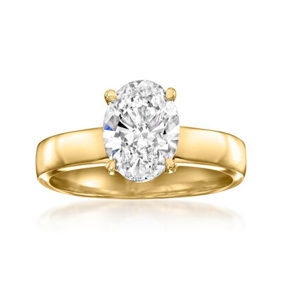 2.00 Carat Oval Lab-Grown Diamond Solitaire Ring in 14kt Yellow Gold