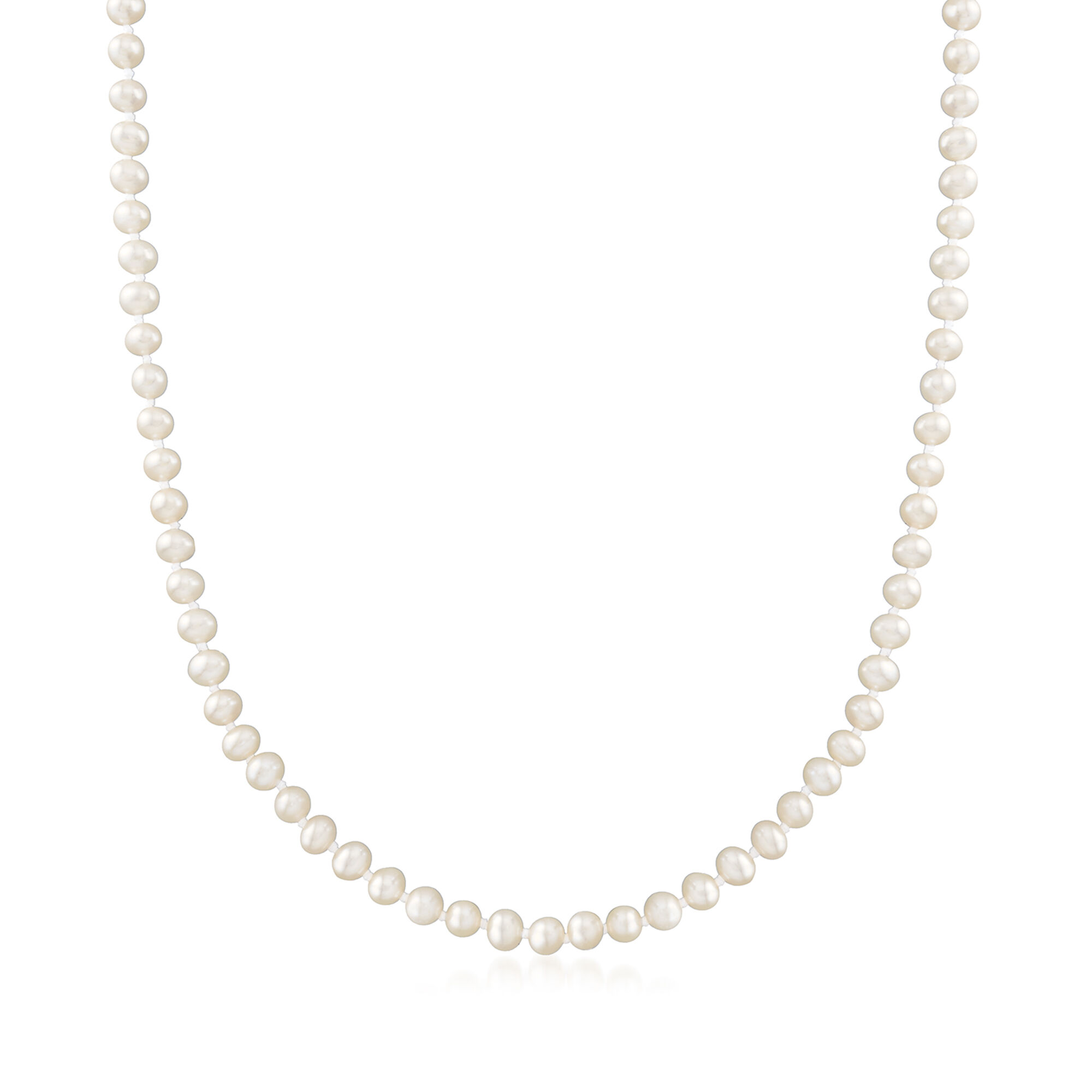 4-4.5mm Cultured Pearl Necklace in 14kt Yellow Gold | Ross Simons