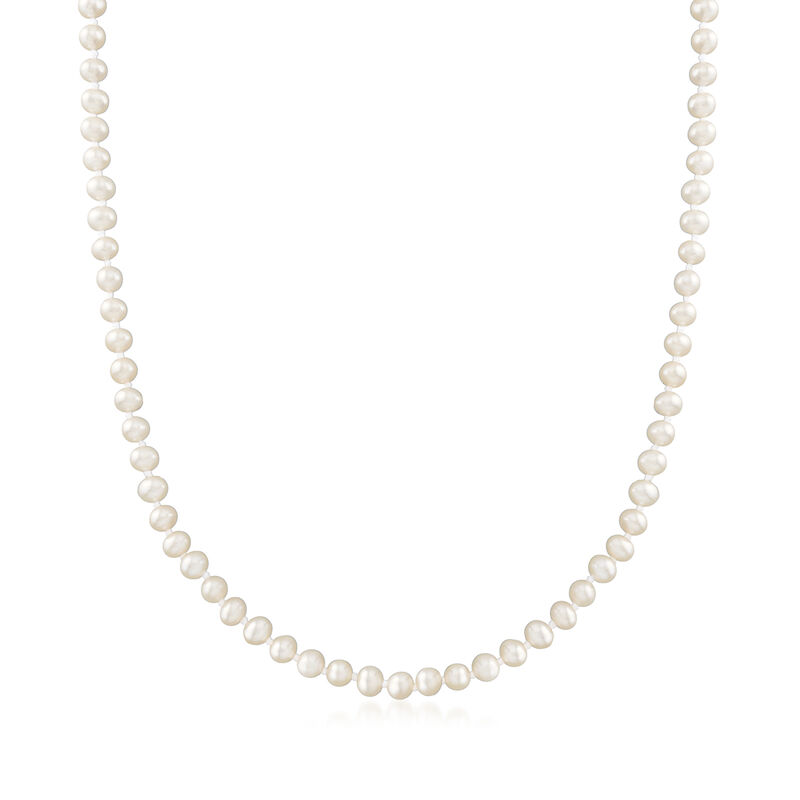 4-4.5mm Cultured Pearl Necklace in 14kt Yellow Gold. 16&quot; image number 1