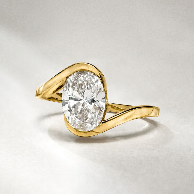 2.00 Carat Lab-Grown Diamond Asymmetrical Ring in 14kt Yellow Gold. Size 5 image number 4