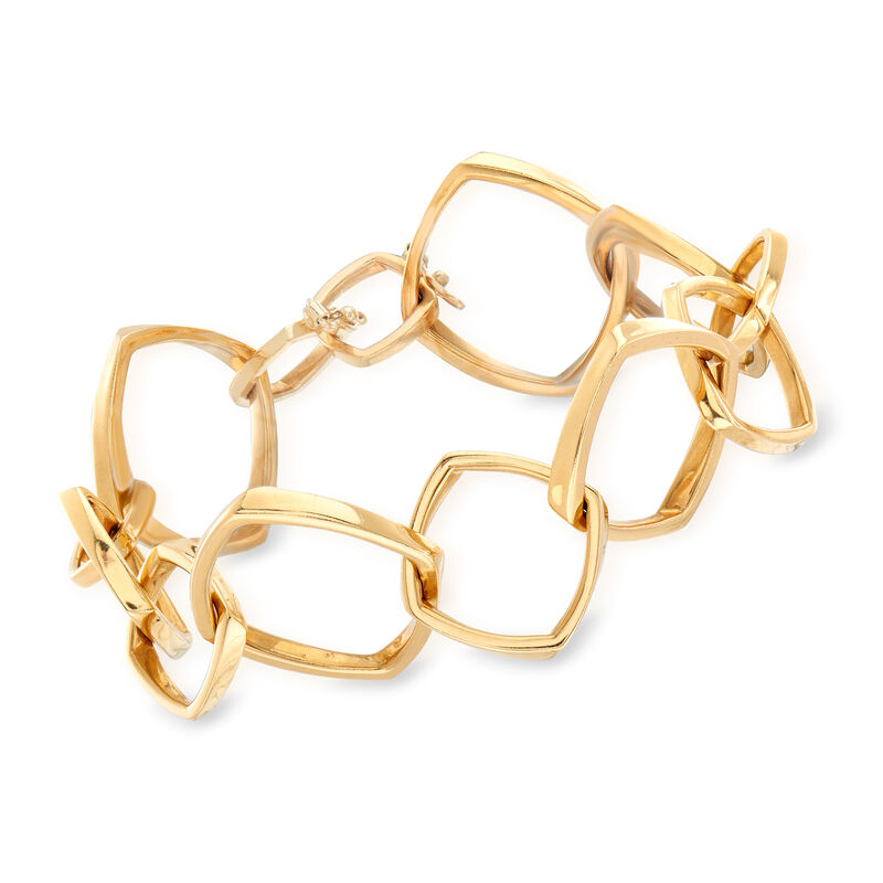 C. 1990 Vintage Tiffany Jewelry Geometric Link Bracelet in 18kt Yellow Gold. 8.25&quot; image number 0