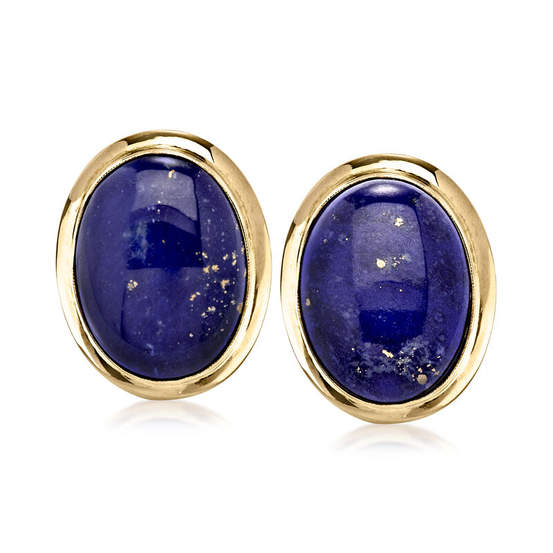 C. 1980 Vintage Lapis Clip-On Earrings in 18kt Yellow Gold  image number 0