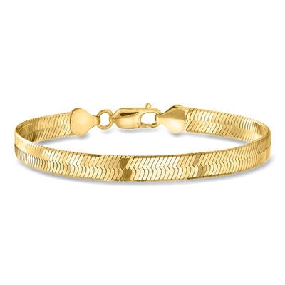 Italian 6mm 18kt Gold Over Sterling Herringbone Bracelet