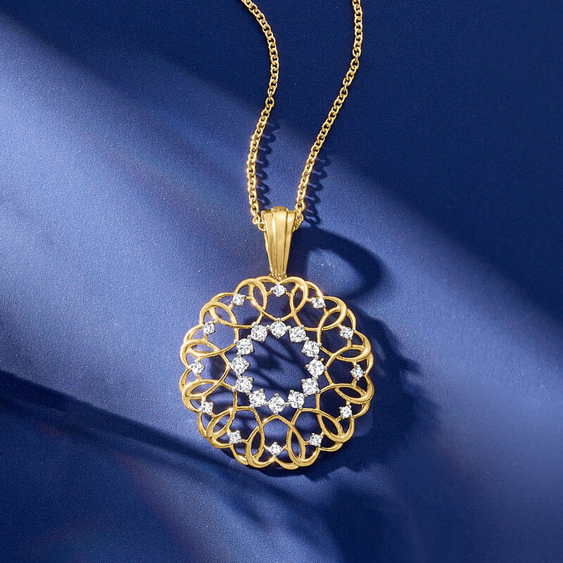 .50 ct. t.w. Diamond Heart Circle Pendant Necklace in 18kt Gold Over Sterling image number 2