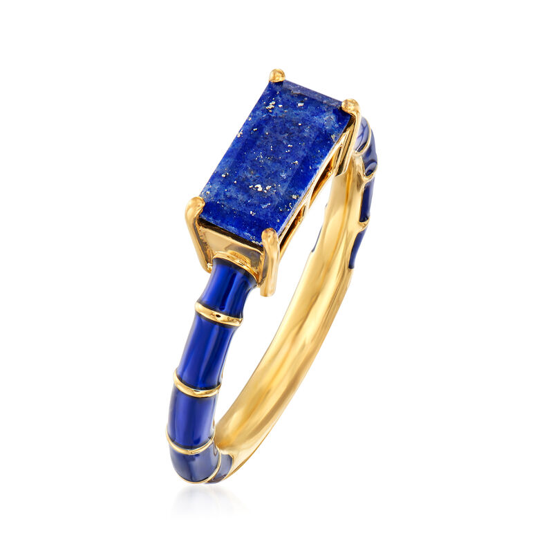 Lapis and Dark Blue Enamel Ring in 18kt Gold Over Sterling image number 2
