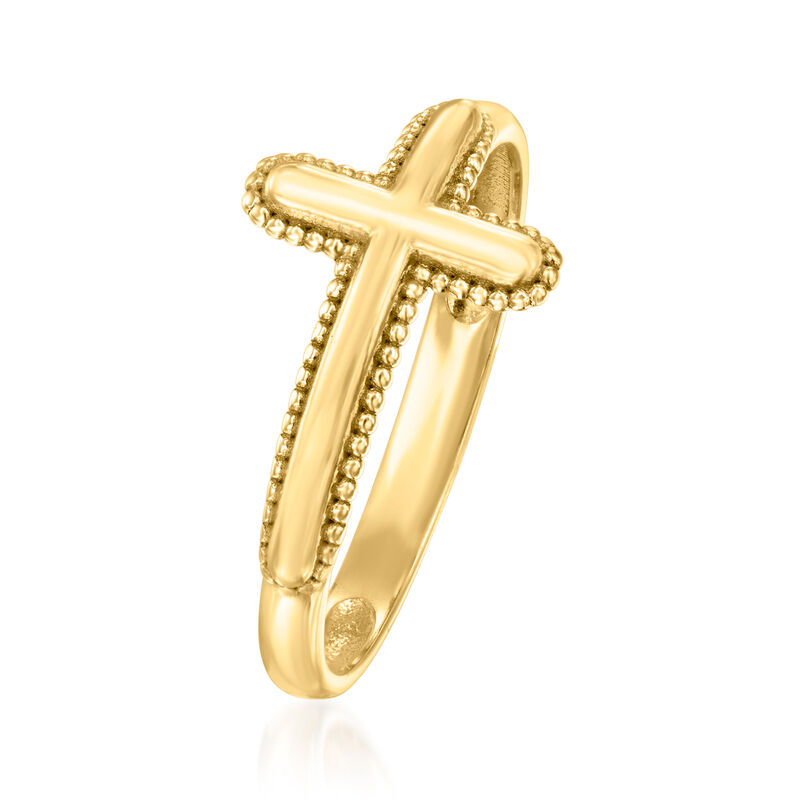 14kt Yellow Gold Sideways Cross Ring image number 2