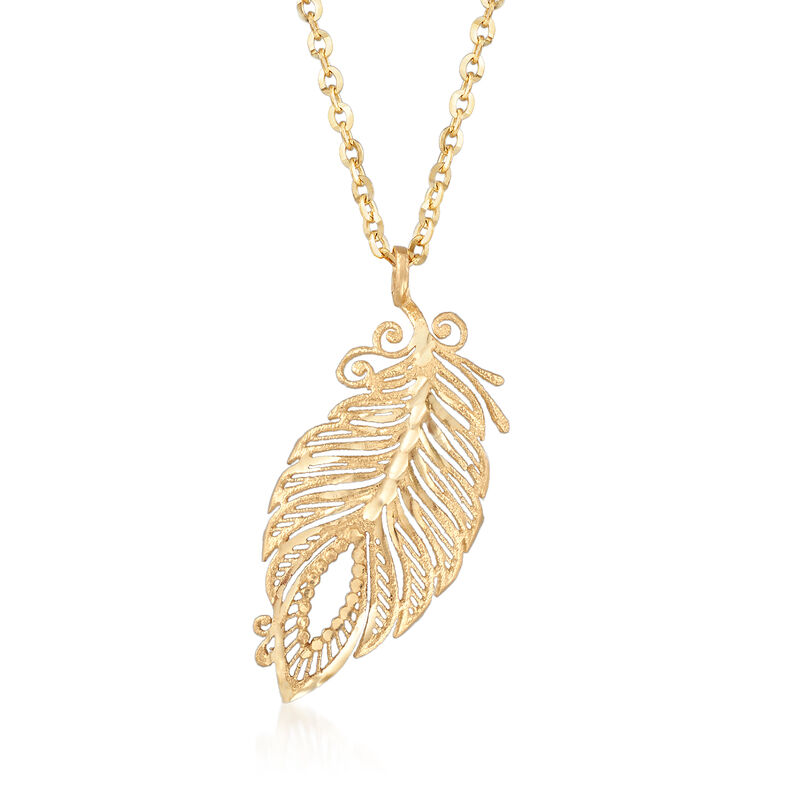 Italian Feather Necklace in 18kt Yellow Gold image number 0