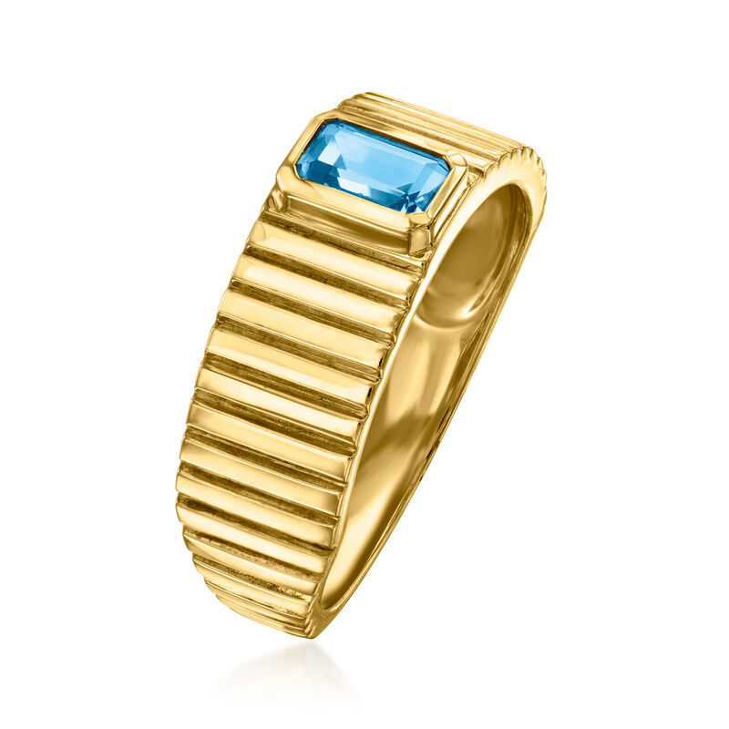 .70 Carat Swiss Blue Topaz Ring in 18kt Gold Over Sterling image number 2