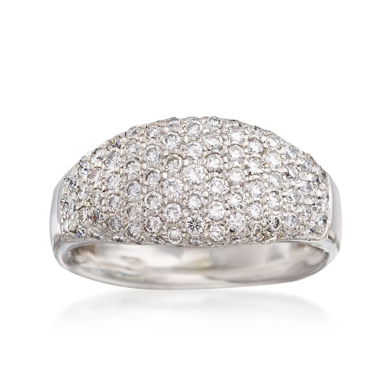 C. 1990 Vintage 1.25 ct. t.w. Pave Diamond Dome Ring in 18kt White Gold. Size 5 image number 0