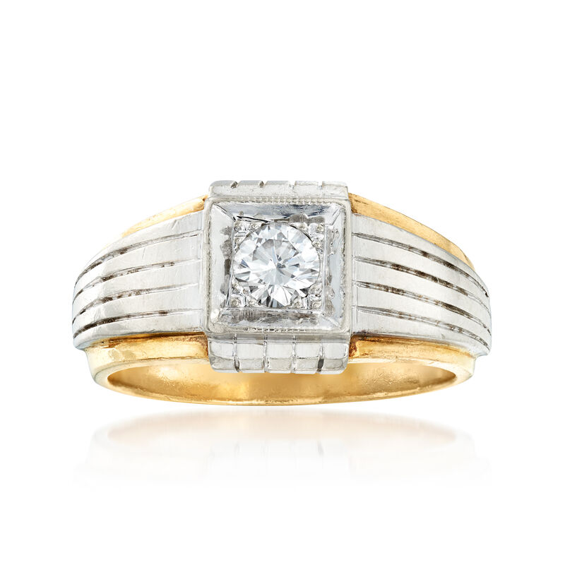 C. 1980 Vintage .50 Carat Diamond Men's Ring in 14kt Two-Tone Gold image number 0