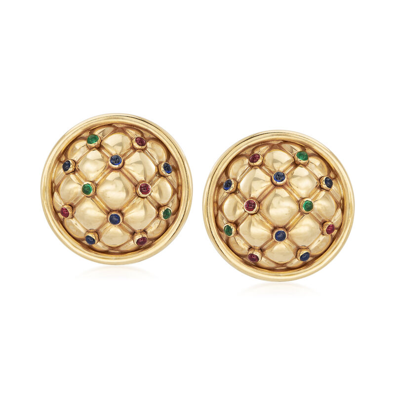 C. 1980 Vintage Chaumet .95 ct. t.w. Multi-Gemstone Clip-On Earrings in 18kt Yellow Gold image number 0
