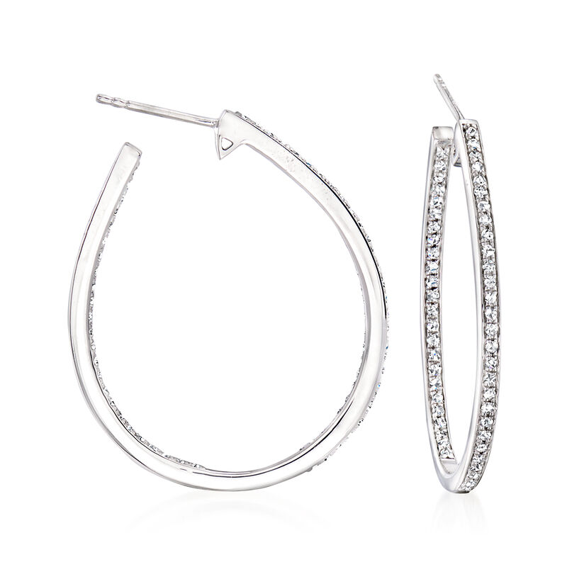 .50 ct. t.w. Diamond Inside-Outside Teardrop Hoop Earrings in Sterling Silver image number 0