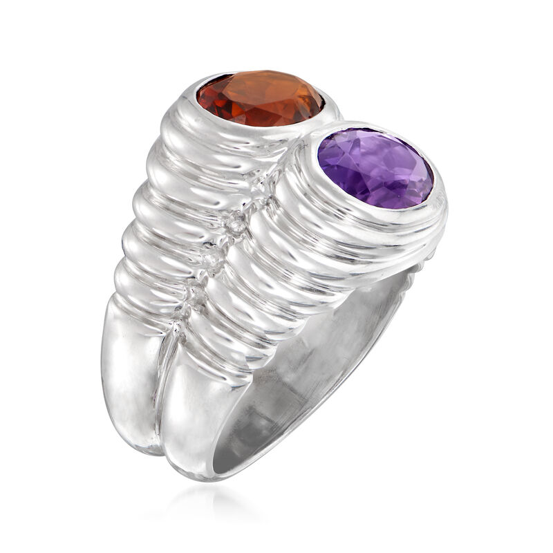C. 2000 Bulgari 1.45 ct. t.w. Amethyst and 1.45 ct. t.w. Citrine Ring in 18kt White Gold. Size 6 image number 1