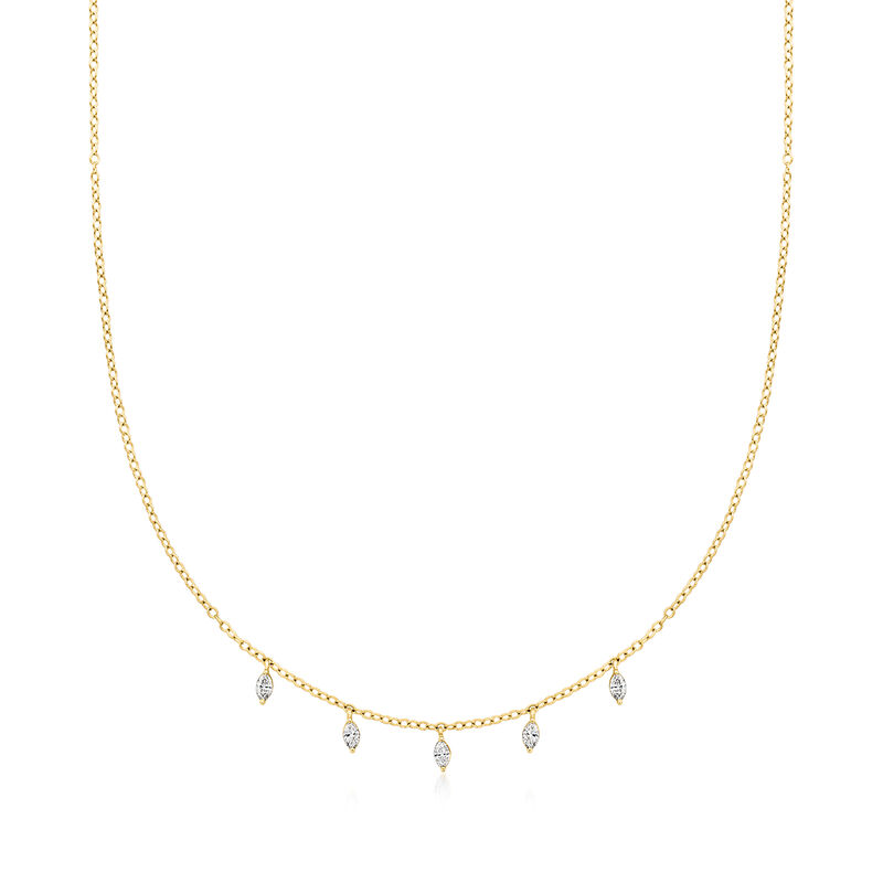.25 ct. t.w. Marquise Lab-Grown Diamond Station Necklace in 14kt Yellow Gold. 14&quot; image number 0