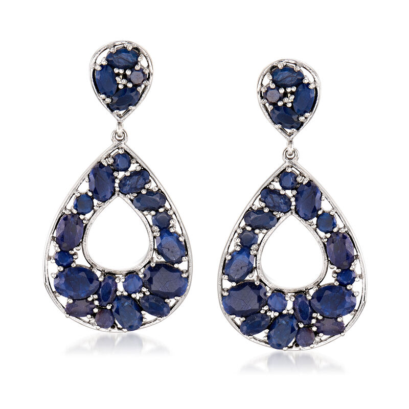 16.85 ct. t.w. Sapphire Earrings in Sterling Silver image number 0