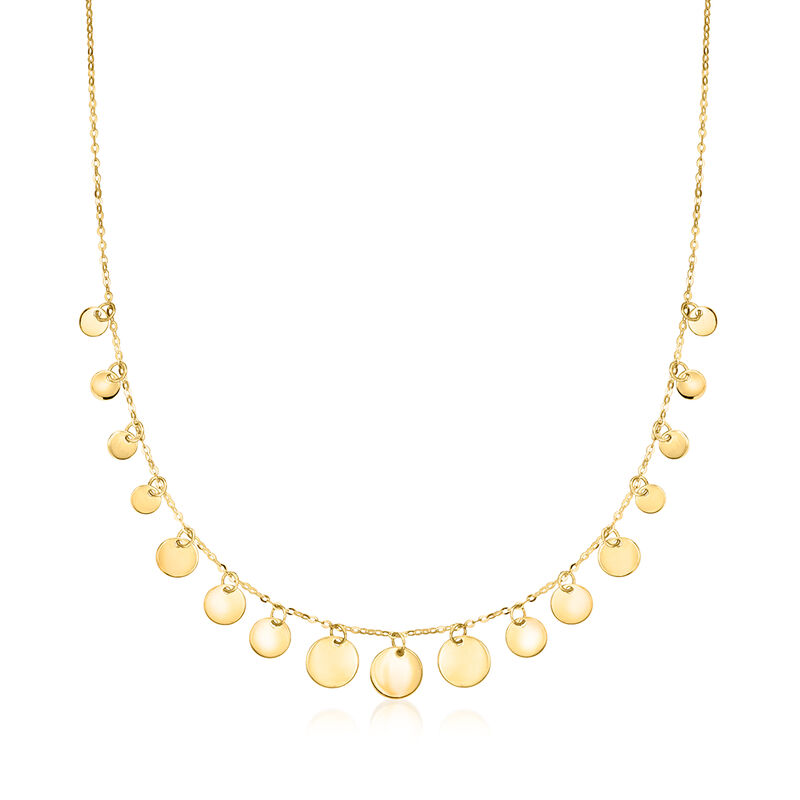 Italian 10kt Yellow Gold Graduated Disc Drop Necklace image number 0