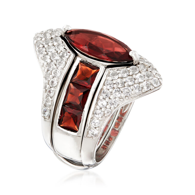 17.02 ct. t.w. Mixed-Gemstone Jewelry Set: Two Interchangeable Rings with 1.32 ct. t.w. White Topaz Ring Wrap in Sterling Silver image number 2