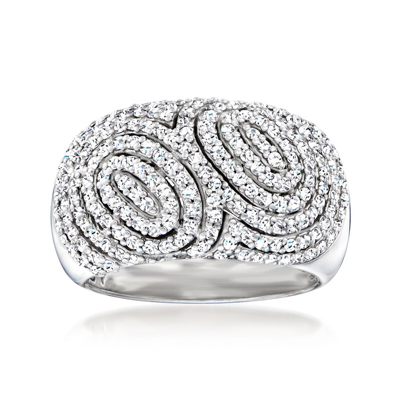 1.00 ct. t.w. Diamond Swirl Ring in 14kt White Gold. Size 9 image number 0