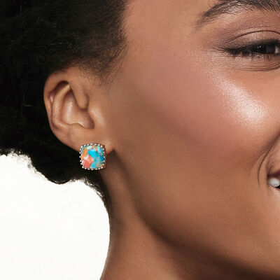 Turquoise Stud Earrings in Sterling Silver